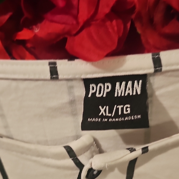 Pop Man Striped Button-Up Shirt with Black "A's"  Lettering Size Xlarge - Picture 2 of 9